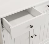 thumbnail of Merax Buffetkast 120 x 40 x 191 cm, hoge vitrinekast met glazen deuren, barvak, glashouder, stopcontacten, USB-A en USB-C, wit