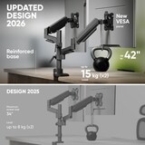 thumbnail of ONKRON Monitor Halterung 2 Monitore für 17 - 42 Zoll Bildschirme bis 15 kg pro Arm, dual Monitor Arm mit Gasdruckfeder,  VESA 75x75-100x100, G140-B