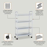 thumbnail of Carrello Portavivande 4 Ripiani Ruote Cucina Mobile 60x32x100 cm - Bianco
