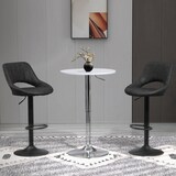 thumbnail of Barhocker Set 2 Stück drehbar höhenverstellbar mit Fußstütze Metallfuß Grau 44x49x110 cm Kunstleder Vintage