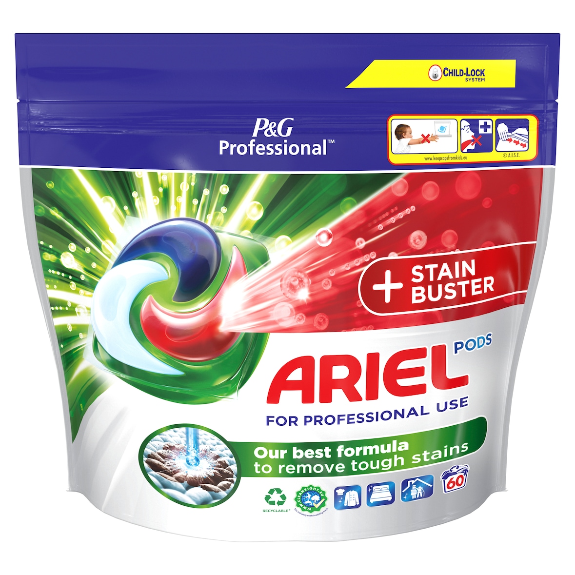 Ariel Professional All-in-1 PODS + Détachant Liquide De Lavage Lessive En Capsules/Tablettes, Classique, 60 Lavages