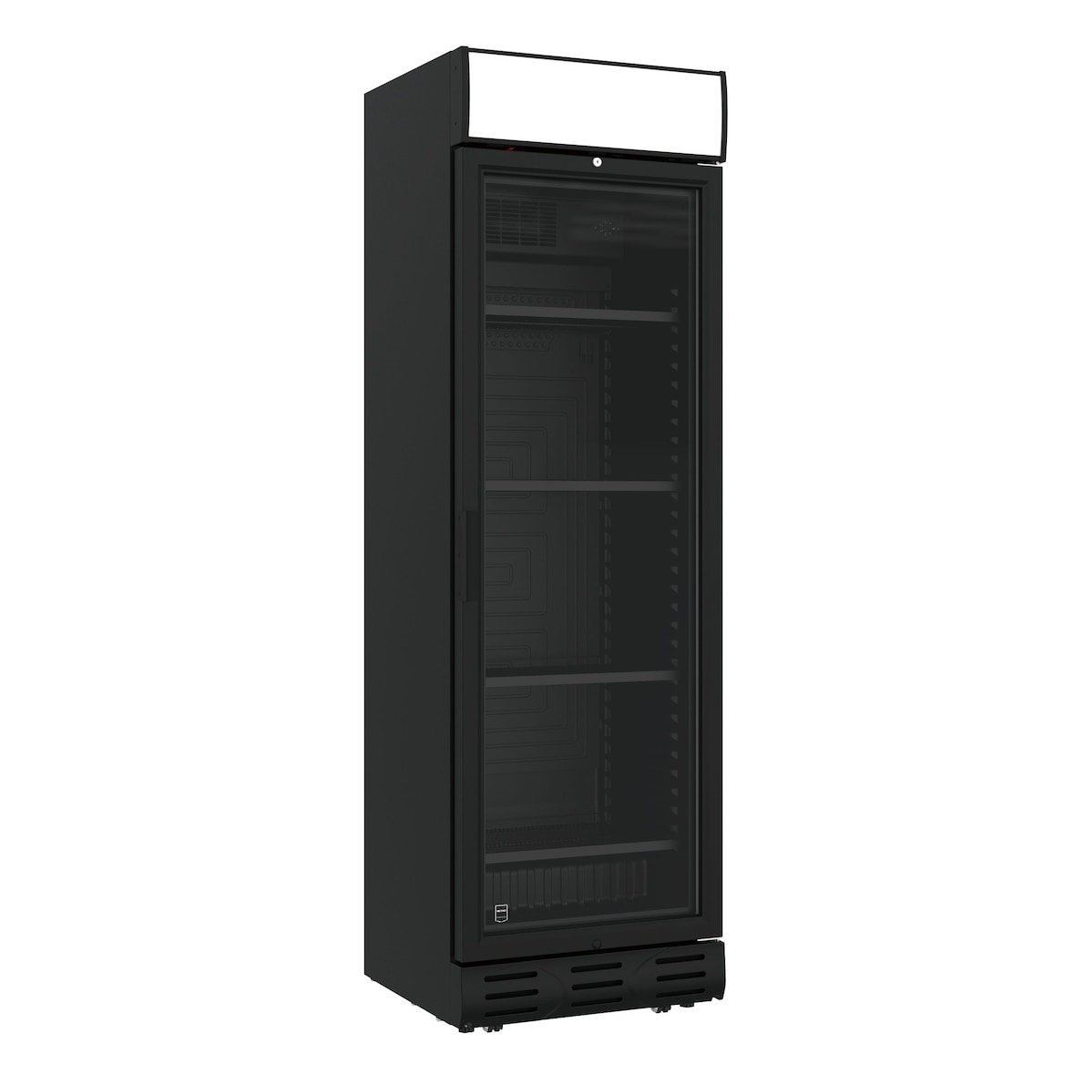 METRO Professional Frigo per bevande GSC5350B, acciaio/vetro, 59.5x62.4x200cm, 362L, raffreddamento a ventola, 270W, con serratura e 4 ruote, nero