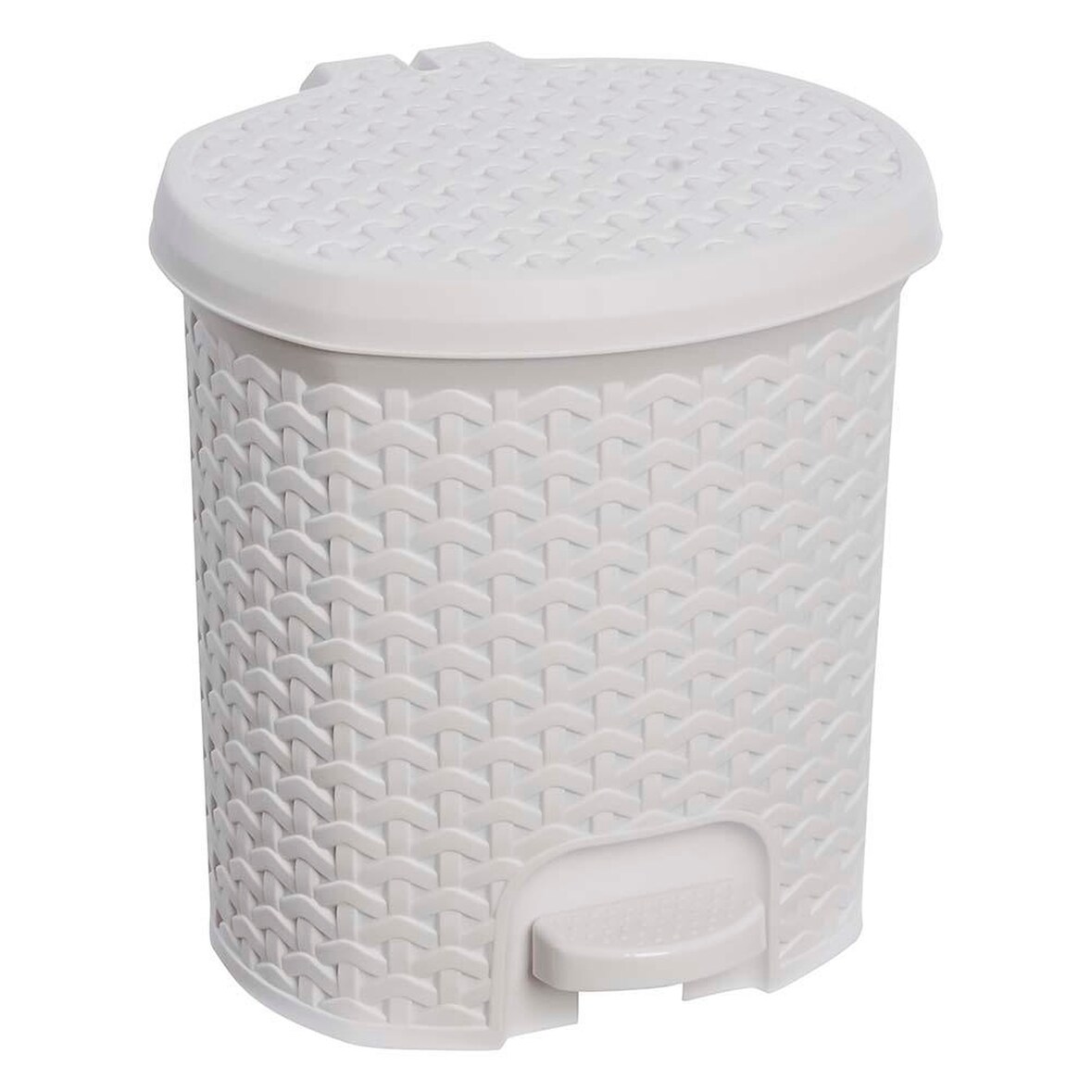 keeeper -  Cubo de Basura 5,5L con Tapa Rattán, Blanco Nórdico, 22,5x24x26 cm