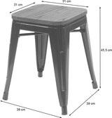 thumbnail of 2er-Set Hocker inkl. Holz-Sitzfläche | Metall, Industriedesign, stapelbar | Grau | Metallhocker Sitzhocker