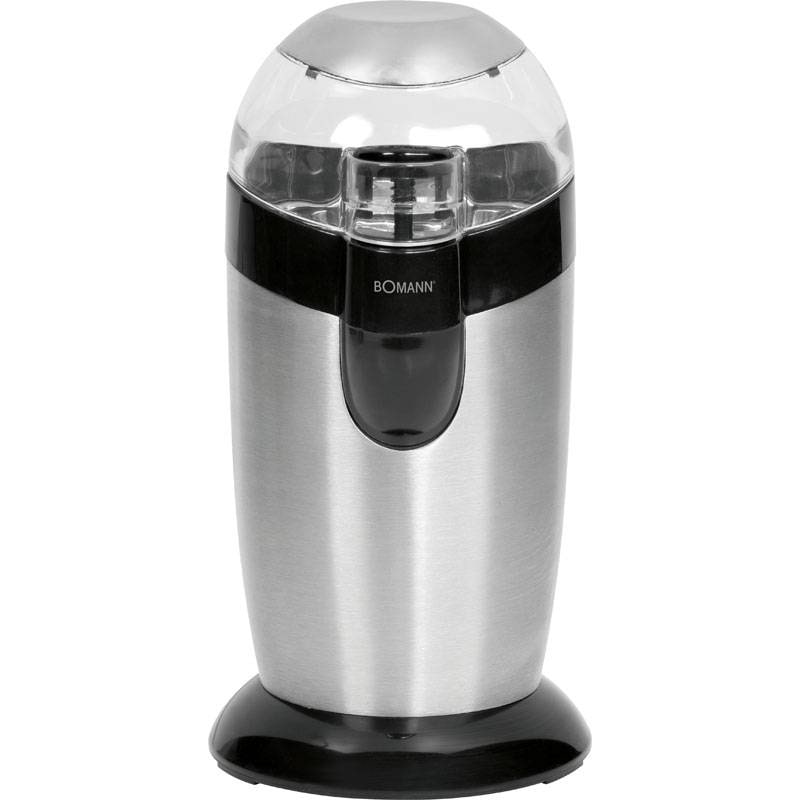 Bomann KSW 445 CB Molinillo Café Eléctrico, Especias, Semillas, 40 g café 20 tazas café, Cuchillas Acero Inox., Negro/Plata, 120W