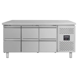 thumbnail of Mesa refrigerada 6 cajones GN1/1 inox 404L EASYLINE Vaiotec 85x179,5x70 cm motor lateral refrigeración ventilada 310 W