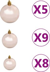 Weiße Christbaumkugeln in verschiedenen Größen.