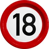 thumbnail of Einweggeschirr 18. Geburtstag Verkehrsschild Geburtstagsdeko Partyset Party Deko Set rot weiss Dekoration Zahl volljährig Frau Mann