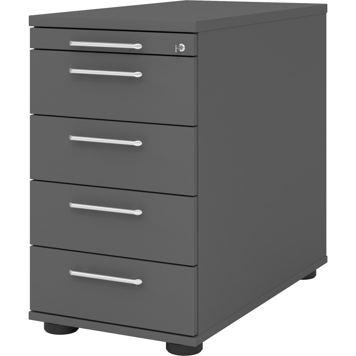 bümö Schreibtisch Schrank abschließbar, Schubladenschrank Holz in graphit, Container mit Schubladen - Schubladen Schrank Büro, Schreibtisch Container