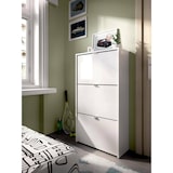 thumbnail of Dmora Scarpiera Vignole, Portascarpe salvaspazio da ingresso, Mobiletto porta scarpe a 3 ante a ribalta, 61x25h113 cm, Bianco