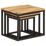 thumbnail of Tables basses gigognes 3 pcs bois massif de manguier et fer Modèle Orion Premium