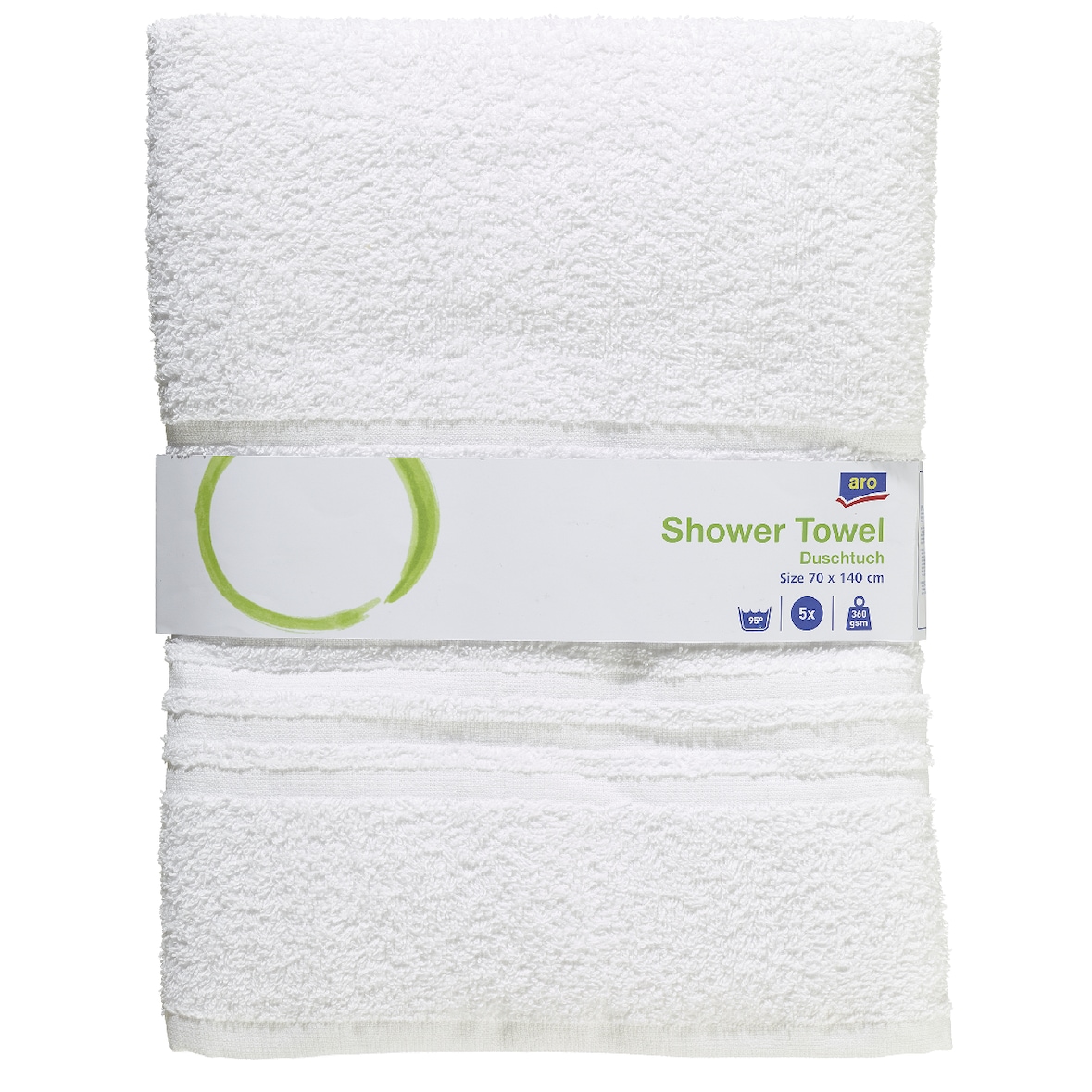 aro Asciugamani, cotone, 70 x 140 cm, bianco, 5 pezzi