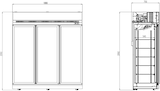 thumbnail of Kühlschrank RHINO auf Rollen | 3x Glastür + LED & Display | 1530 Liter, HxBxT 209,2x188x71cm | 0/+10°C | Schwarz + CHEFGASTRO Geschirrtuch