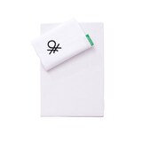 thumbnail of Benetton - Conjunto de cama de solteiro de 3 peças: lençol plano (160x290cm), lençol justo (90x200cm), 1 fronha (50x80cm) 100% algodão branco