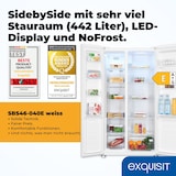 thumbnail of Exquisit Side-by-Side Kühl-Gefrierkombination, 442 Liter, No-Frost, LED-Display, 10 Ablagen, leiser Betrieb, 91 cm Breite, SBS46-040E weiss