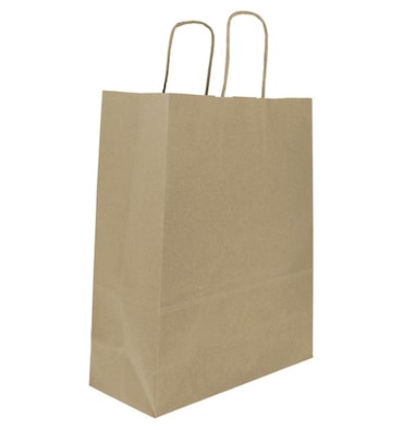 MONOUSO - Bolsa Papel Kraft con Asas 115g/m² 24+11x32cm (25 Uds)