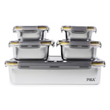 thumbnail of PIKA | Lot de 5 boites alimentaires en inox |1x 5000ml + 2x 1300ml + 2x 650ml | Spécial Batch cooking | Compatible au micro-ondes, four, congélateur |