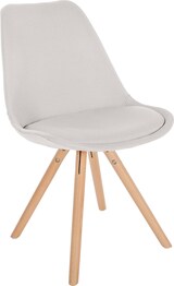 thumbnail of Lot de 4 chaises de salle à manger Sofia en tissu Pieds en bois Crème/Nature (rond)