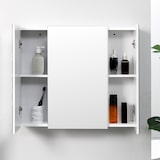 thumbnail of Mueble de baño con espejo mueble de pared para baño con 3 puertas y estantes internos ajustables 70x15x60 cm