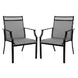 thumbnail of Helloshop26 - Set aus 2 Gartenstühlen 66 x 61 x 90 cm bequeme Sitzfläche hohe Rückenlehne durchbrochenes Muster in grauem Stoff 20_0013420