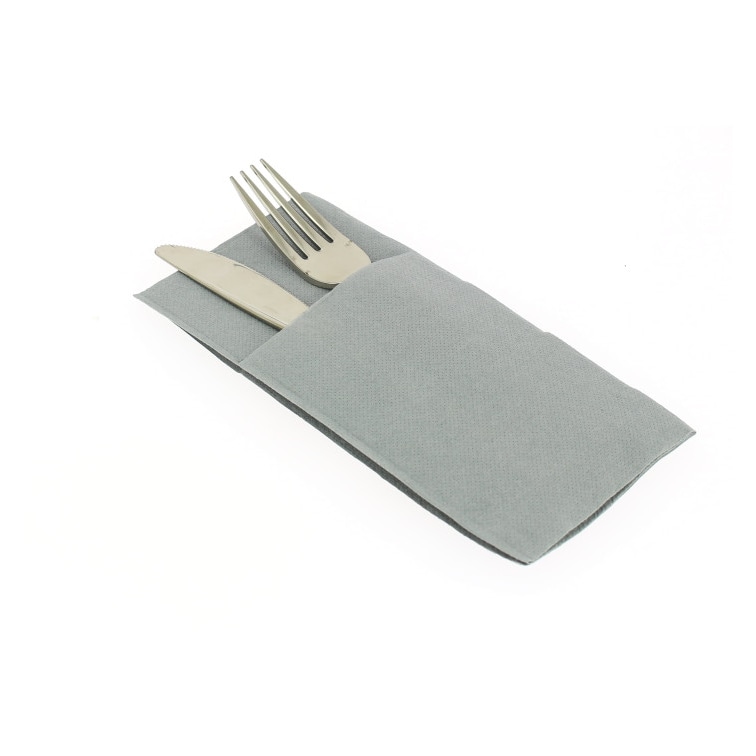 MONOUSO - Tovagliolo Portaposate di Carta 40x40cm Grigio (30 pezzi)