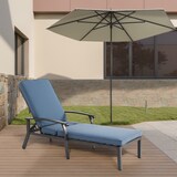 thumbnail of Gartenliege Aluminium mit Baumwollkissen Blau 204x58x100 cm mit 5fach verstellbarer Rückenlehne, wetterfest beschichtet, Kreuzgeflecht Design
