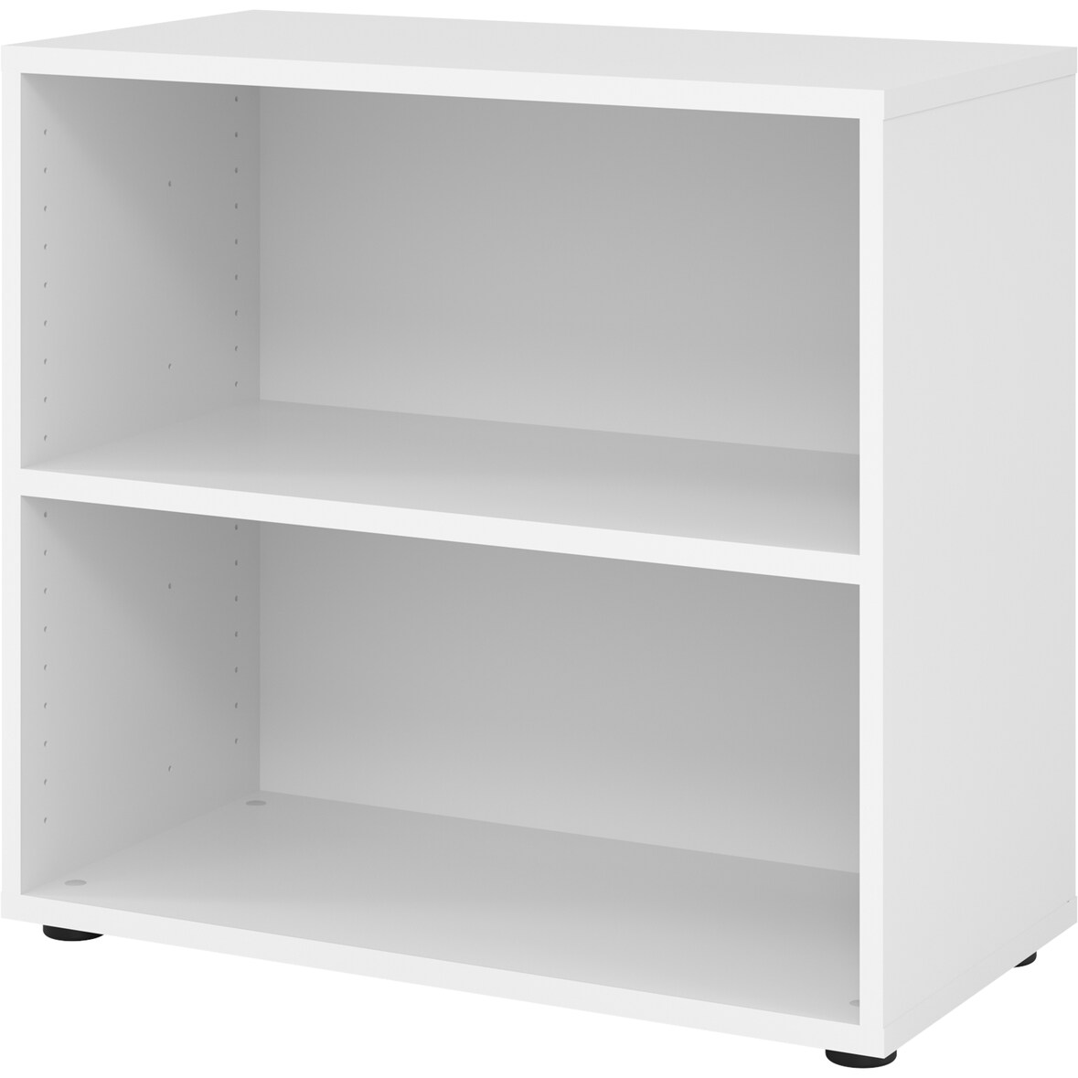 bümö Regal weiß, Standregal aus Holz für 2 Ordnerhöhen - Bücherregal klein 80 cm breit, Aktenregal für Ordner & Bücher, kleines Büroregal, Holzregal,