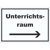 thumbnail of Unterrichtsraum Aufkleber mit Text Richtungspfeil rechts Schule Schulung waagerecht A5 (148x210mm)
