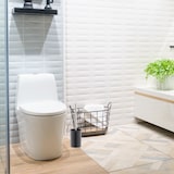 thumbnail of Relaxdays WC-Garnitur Keramik, WC-Bürstenhalter mit Toilettenbürste, wechselbarer Bürstenkopf, freistehend, 36 cm, grau