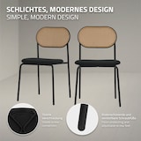 thumbnail of ML-Design Esszimmerstühle 4er-Set Schwarz – gepolsterte Rattanstühle mit gebogener Rückenlehne und Netzdesign, Metallbeine, ergonomisch, ideal für