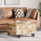 thumbnail of Table basse Bois de manguier brut 70 x 70 x 40 cm Modèle Atlas Focus Plus