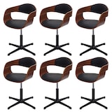 thumbnail of 6er-Set Esszimmerstuhl HWC-H46, Stuhl, höhenverstellbar Drehmechanismus Bugholz FSC® ~ Walnuss-Optik Kunstleder schwarz