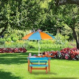 thumbnail of Relaxdays Kindersitzgruppe Garten, Holz, Spieltisch Set aus Tisch, 2x Sitzbank & Sonnenschirm, Outdoor Kindermöbel, bunt