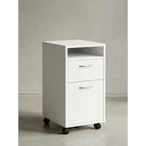 thumbnail of Rollcontainer WL5.901 Weiß 33x63x38 cm Schreibtisch-Unterschrank Holz, Roll-Kommode Modern, Bürocontainer Schubladenschrank mit Tür, Kleiner