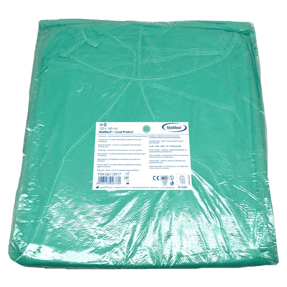 MaiMed Coat Protect  | 100 Schutzkittel | grün | Vlies | 120 x 140 cm