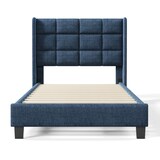 thumbnail of Polsterbett 90x200 cm mit gepolstertem Kopfteil in Blau – zeitloses Design, hoher Komfort und robuste Konstruktion für entspannte Nächte