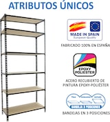 thumbnail of SimonRack Estantería Metálica, 2500x1000x500 mm, 6 Alturas, Bandeja Madera, 150 kg de Punto Flexión, Antracita/Madera - Maderclick