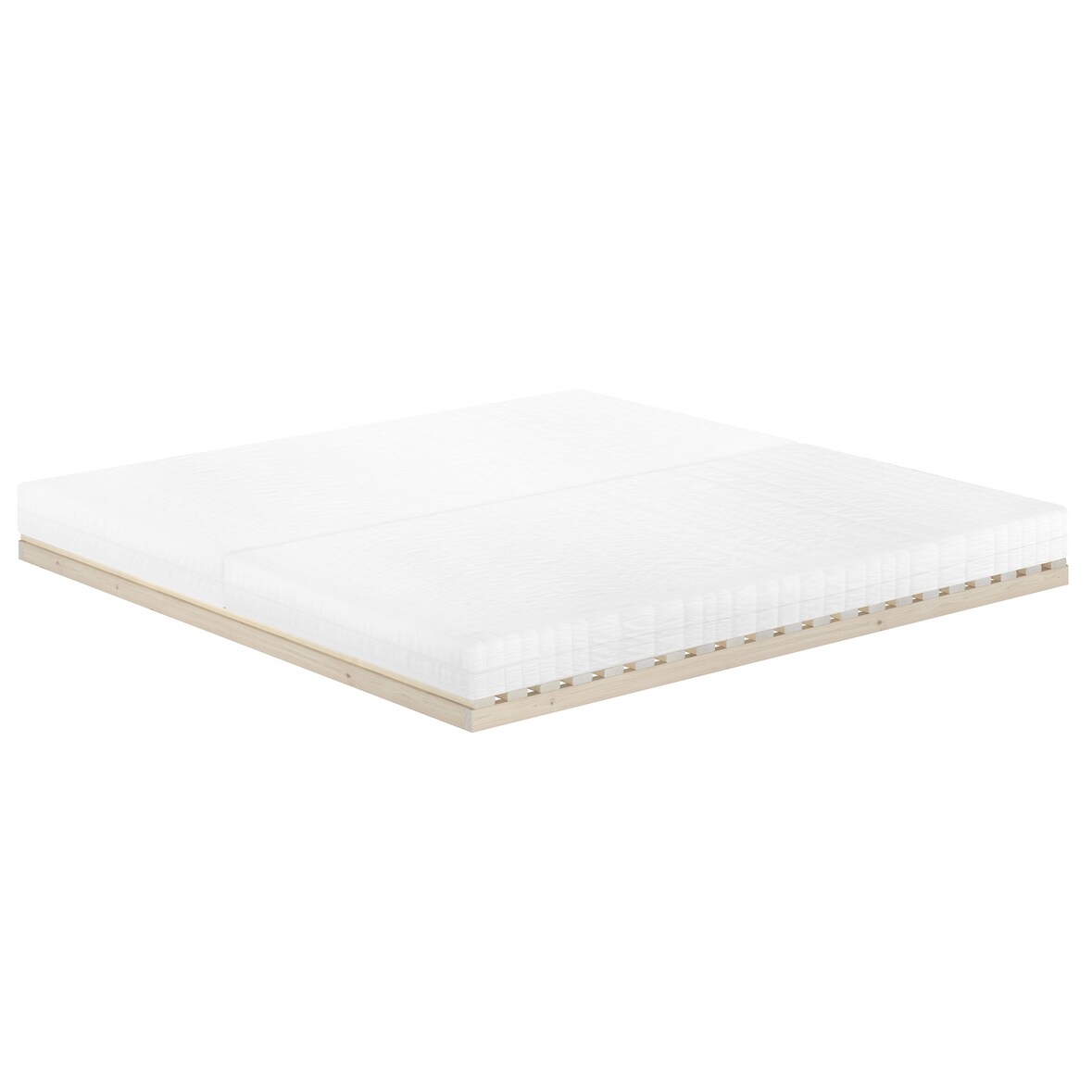 Niederflurbett metallfrei 200x200 Futon metallfreier Lattenrost, Fichte unbehandelt V-60.97-20 mit Matratze