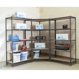 thumbnail of Maderclick Scaffalatura metallica angolare senza viti 5 ripiani + 1 ripiano Maderclick. Colore BLU/ARANCIONE/LEGNO 1800x1800x400 mm