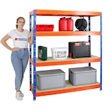 thumbnail of PROREGAL Étagère charge lourde RHINO | HxLxP 180x160x60cm | 4 niveaux en aggloméré 16mm | 500kg par niveau | Bleu/Orange | Étagère de garage