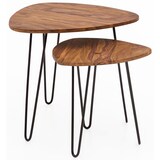 thumbnail of 2er Set Beistelltisch Sheesham Holz und Metall, Industrial-Design, Vielseitig. 60x60x56 cm | Kadima Design
