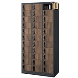 thumbnail of Schließfachschrank Spind PORTO - 33 Fächer, Etikettenhalter | Wertfachschrank Umkleideschrank Metall Kleiderspind, 185x90x45cm Anthrazit-Nussbaum