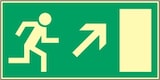 thumbnail of Schild Rettungsweg rechts aufwärts, BGV A8 (E13), Kunststoff, nachl.,160-mcd, 400x200mm