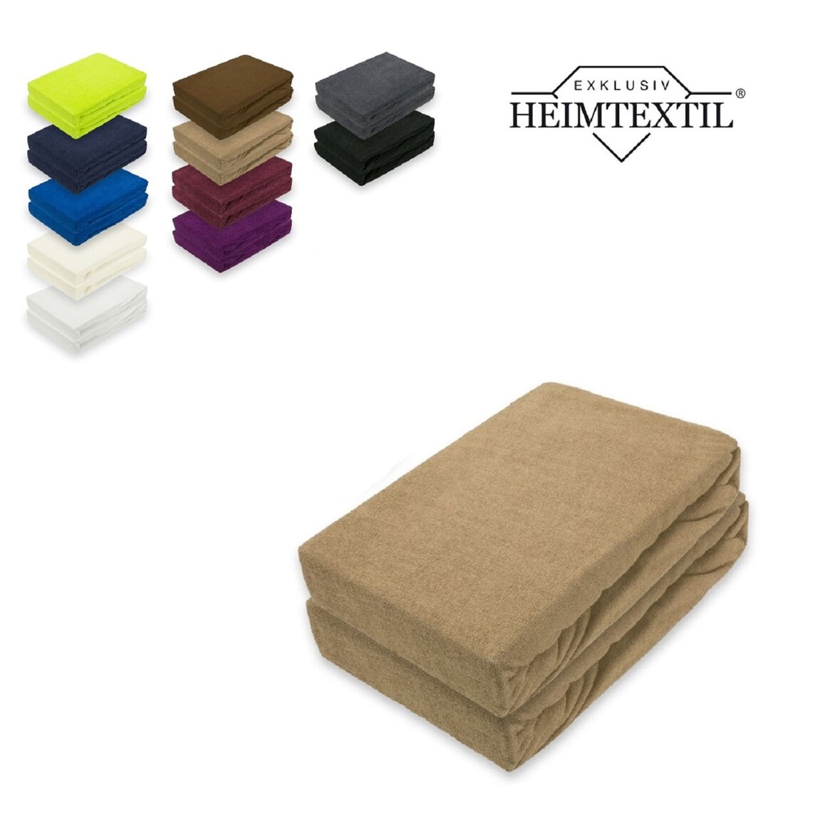 Doppelpack Marke Frottee Spannbettlaken Sand 180 x 200 cm