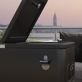 thumbnail of Carro de bebidas refrigerado 56L carro nevera con ruedas abrebotellas y estante para patio fiesta terraza 67x35x80 cm