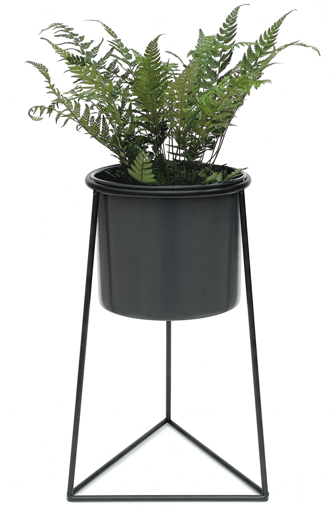 DanDiBo Blumenhocker mit Topf Metall Schwarz S 25 cm Blumenständer 96052 Blumensäule Modern Pflanzenständer Pflanzenhocker
