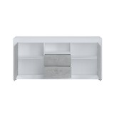 thumbnail of Credenza Moderna Madia Con 2 Ante 2 Cassetti Vano A Giorno Mobile Sala Pranzo Soggiorno Ingresso Senza Maniglie 184x86x42 Cm Bianco Grigio Cemento