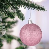thumbnail of Relaxdays Weihnachtskugeln 101er Set, Kunststoff, Weihnachtsbaumdeko mit Kugeln & Spitze, Christbaumschmuck, rosa/weiß