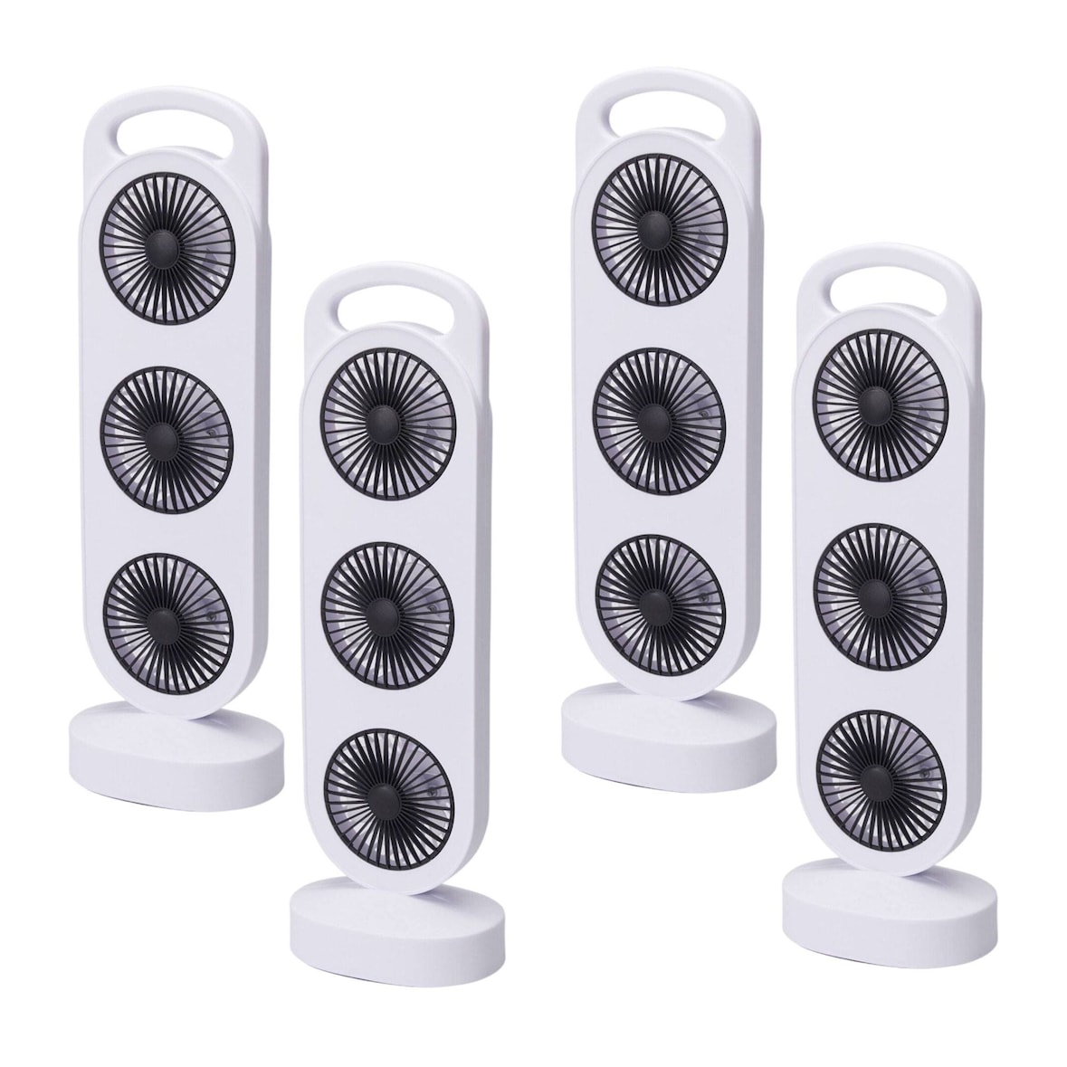 WellHome - Juego de 4 Ventiladores de Mesa USB 3W de 3 Velocidades en color Blanco 37x12x8,3cm