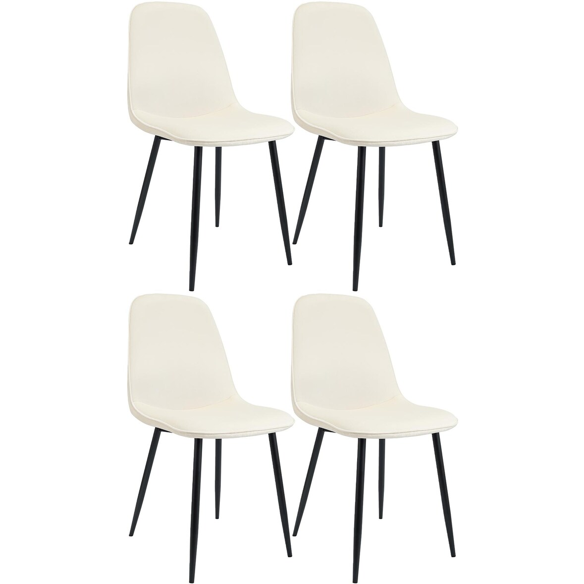 Set di 4 sedie da pranzo Maryam crema/Velluto